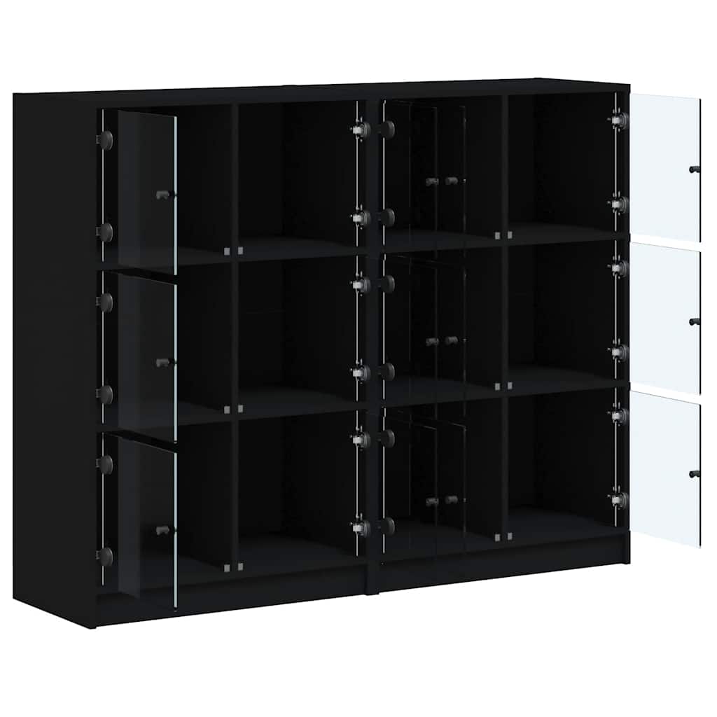 Bookcase | Black | Engineered wood, glass | Large | Bookcase