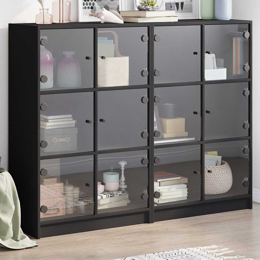Bookcase | Black | Engineered wood, glass | Large | Bookcase