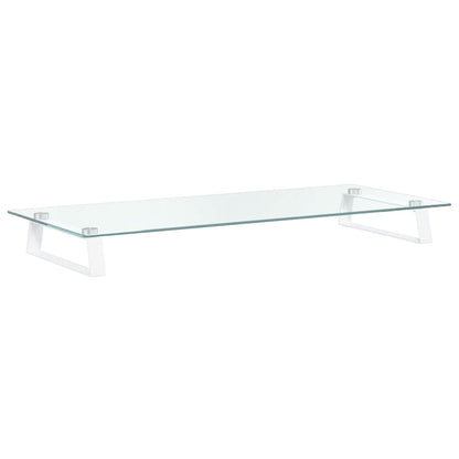 Monitor Stand White 80x35x8 cm Tempered Glass and Metal