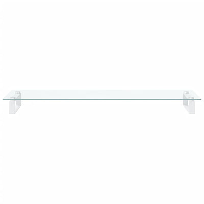 Monitor Stand White 100x35x8 cm Tempered Glass and Metal