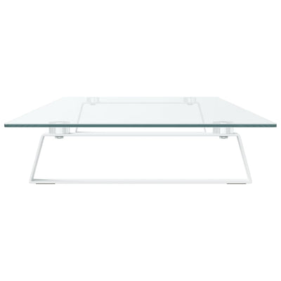 Monitor Stand White 100x35x8 cm Tempered Glass and Metal