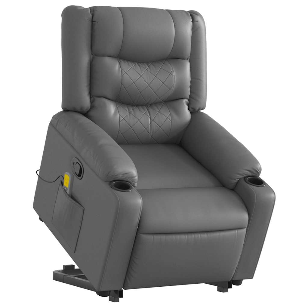 Stand up Massage Recliner Chair Gray Faux Leather