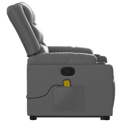 Stand up Massage Recliner Chair Gray Faux Leather