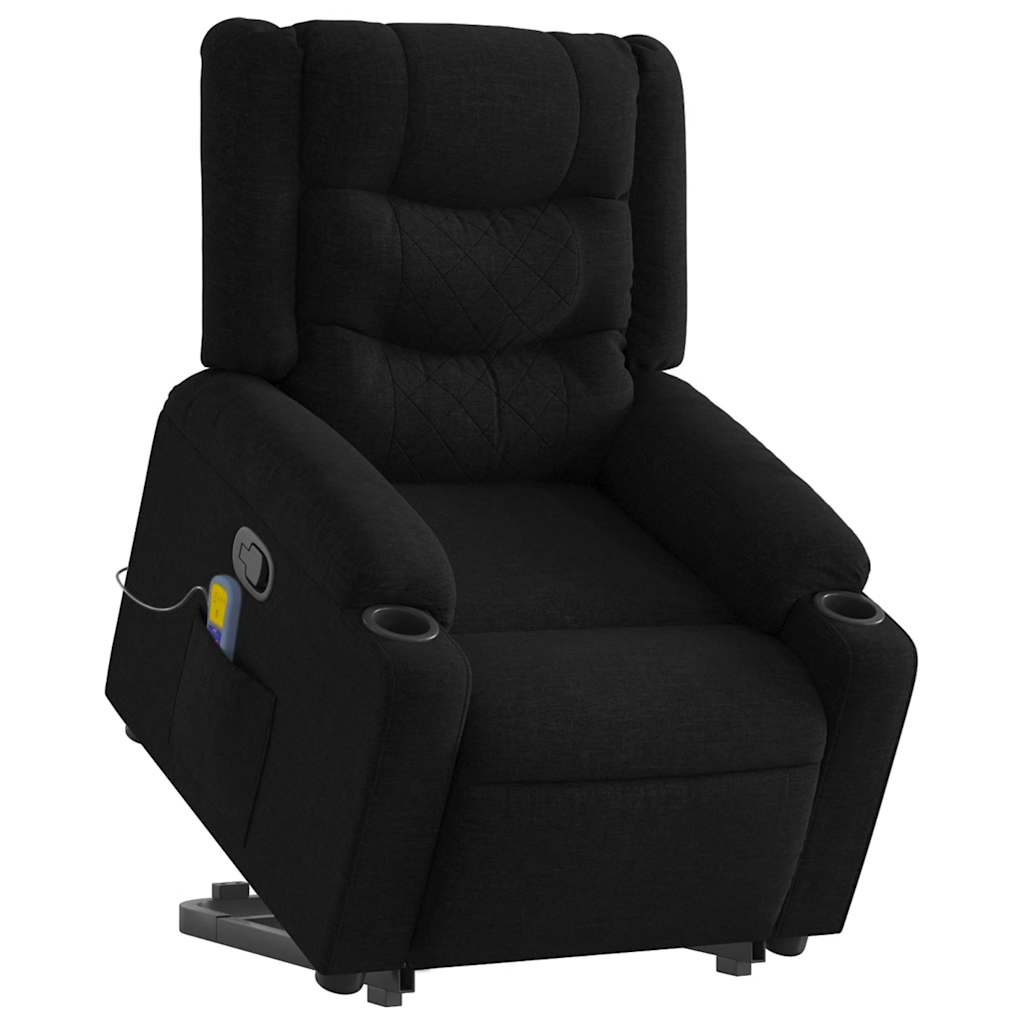 Stand up Massage Recliner Chair Black Fabric