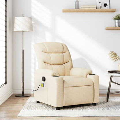 Massage Recliner Chair Cream Fabric