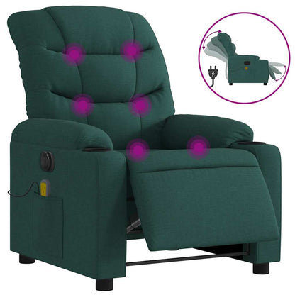 Electric Massage Recliner Chair Dark Green Fabric