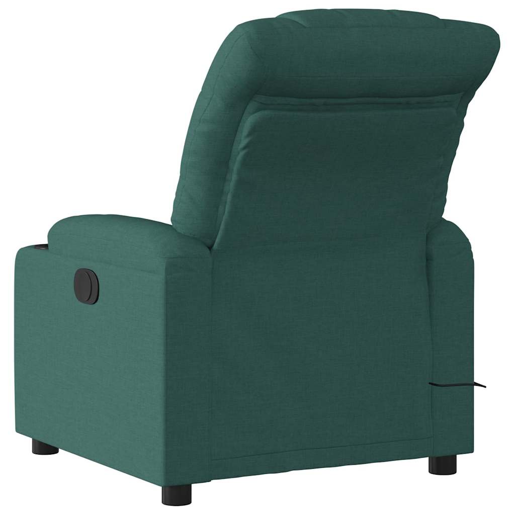 Electric Massage Recliner Chair Dark Green Fabric