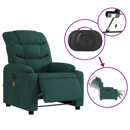 Electric Massage Recliner Chair Dark Green Fabric