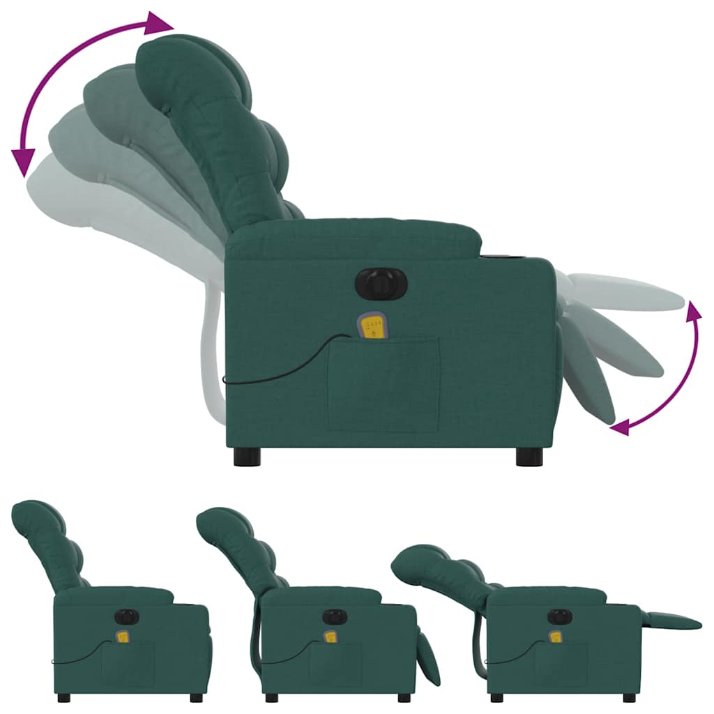 Electric Massage Recliner Chair Dark Green Fabric