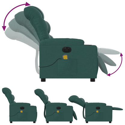 Electric Massage Recliner Chair Dark Green Fabric