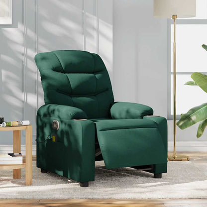 Electric Massage Recliner Chair Dark Green Fabric