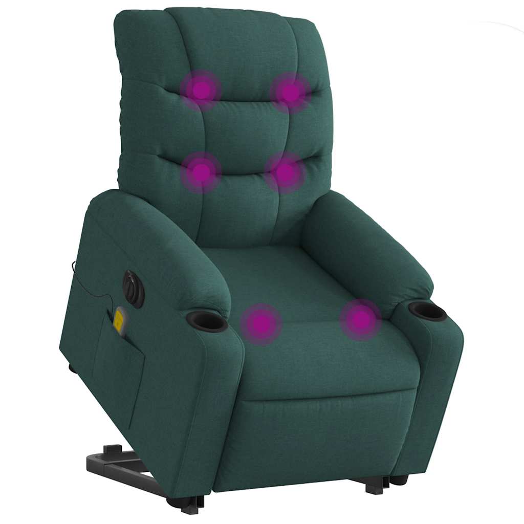Electric Stand up Massage Recliner Chair Dark Green Fabric