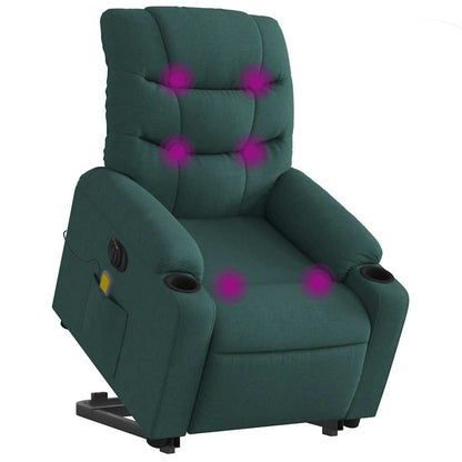 Electric Stand up Massage Recliner Chair Dark Green Fabric