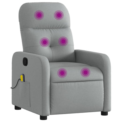 Massage Recliner Chair Light Grey Fabric