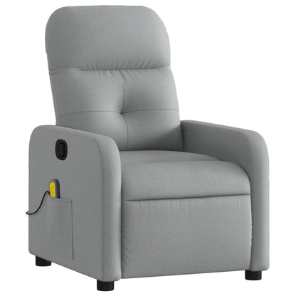 Massage Recliner Chair Light Grey Fabric