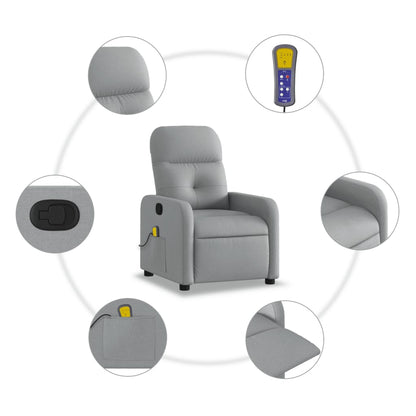 Massage Recliner Chair Light Grey Fabric