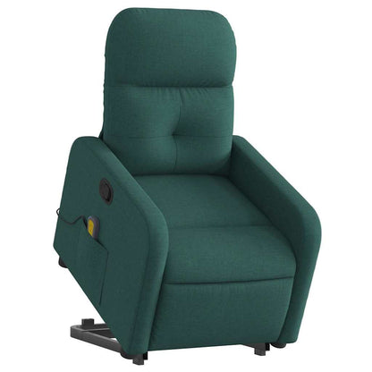 Stand up Massage Recliner Chair Dark Green Fabric