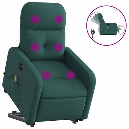 Electric Stand up Massage Recliner Chair Dark Green Fabric