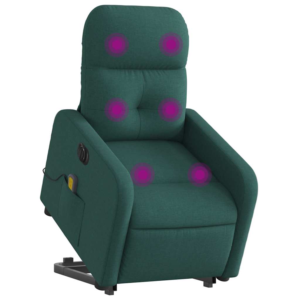 Electric Stand up Massage Recliner Chair Dark Green Fabric