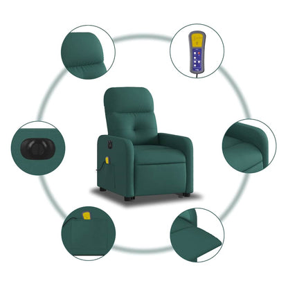 Electric Stand up Massage Recliner Chair Dark Green Fabric