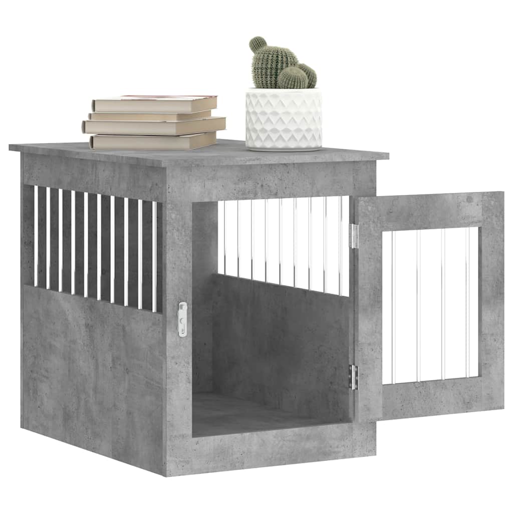 Dog Crate Furniture Concrete Grey 55x75x65 cm Engineered Wood