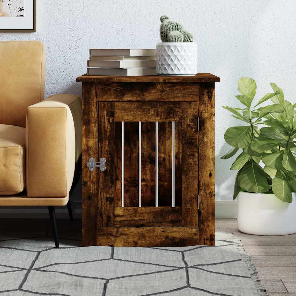 Dog Crate Furniture Smoked Oak 55x75x65 cm Engineered Wood