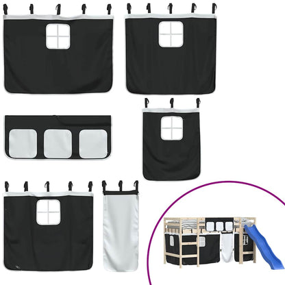 Curtains for Loft Bed White and Black Polyester