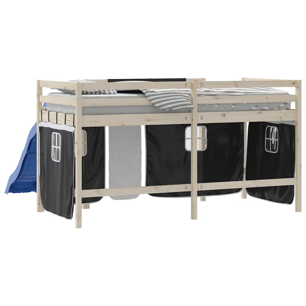 Curtains for Loft Bed White and Black Polyester