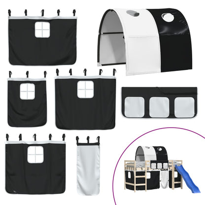 Curtains for Loft Bed with Tunnel White and Black Polyester