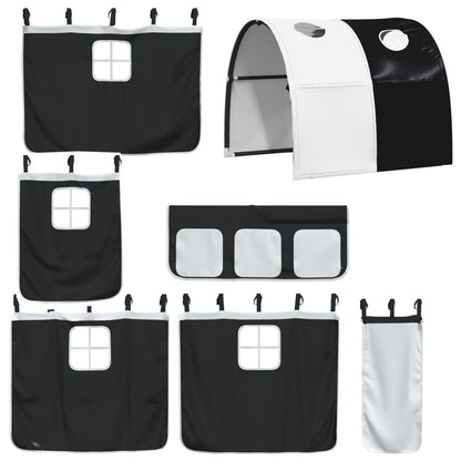 Curtains for Loft Bed with Tunnel White and Black Polyester