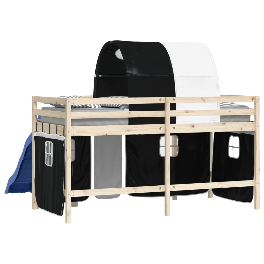 Curtains for Loft Bed with Tunnel White and Black Polyester