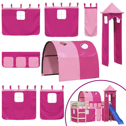 Curtains for Loft Bed with Tunnel and Tower Pink