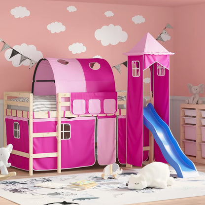Curtains for Loft Bed with Tunnel and Tower Pink