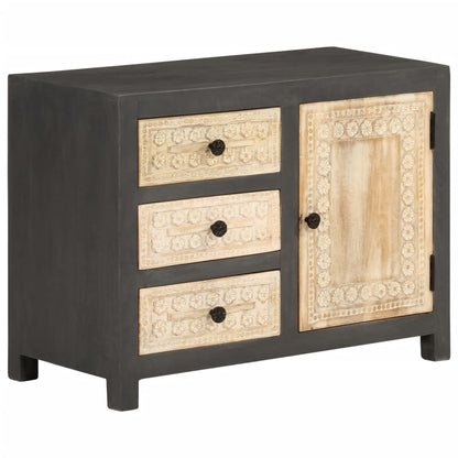 Sideboard Gray and White 29.5"x13.8"x21.7" Solid Mango Wood