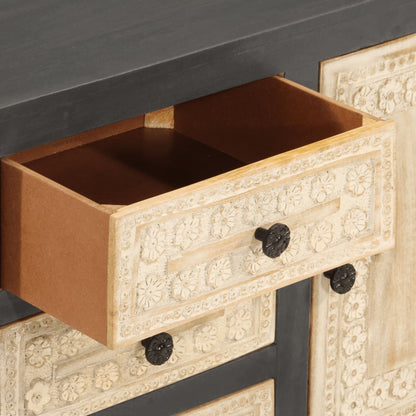 Sideboard Gray and White 29.5"x13.8"x21.7" Solid Mango Wood
