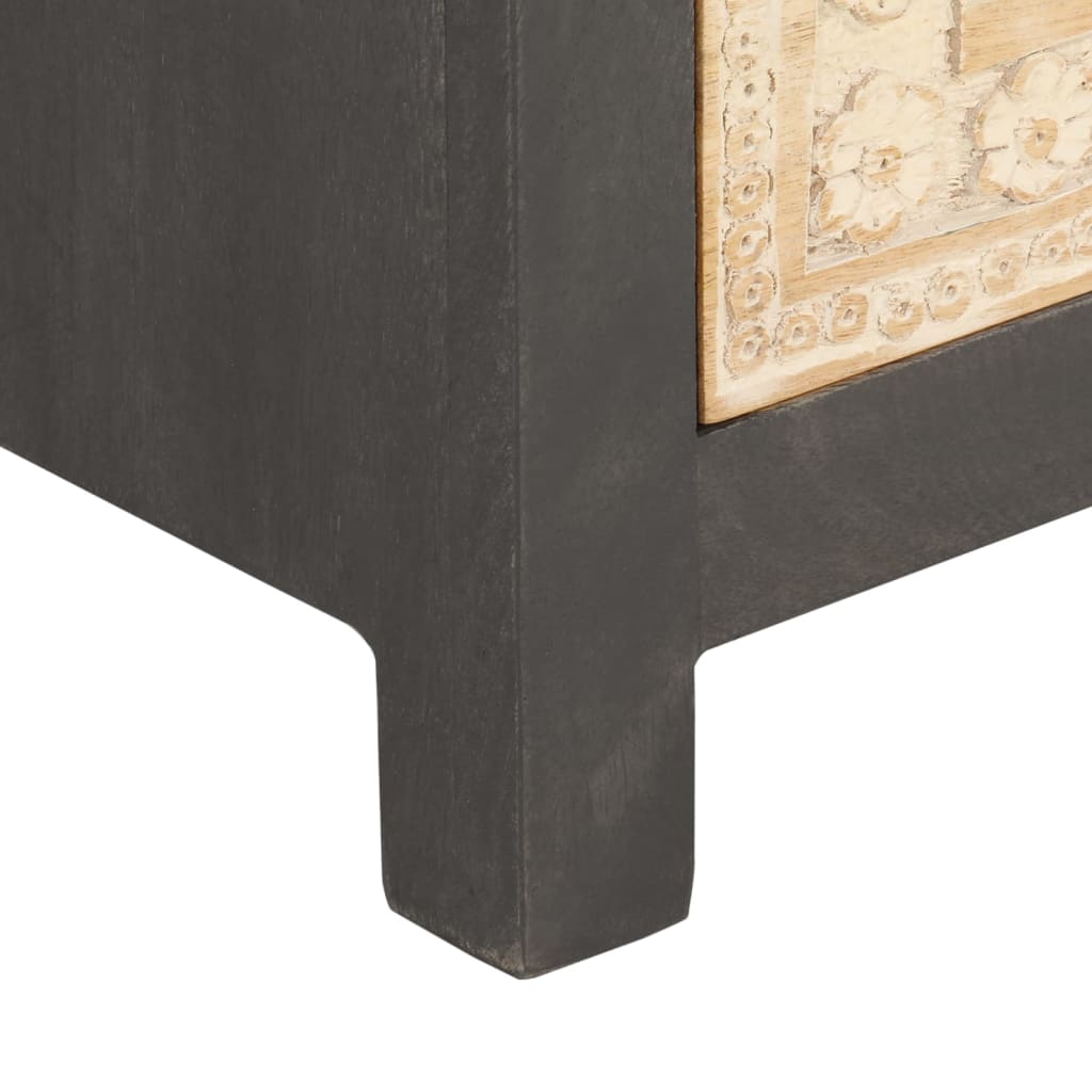 Sideboard Gray and White 29.5"x13.8"x21.7" Solid Mango Wood