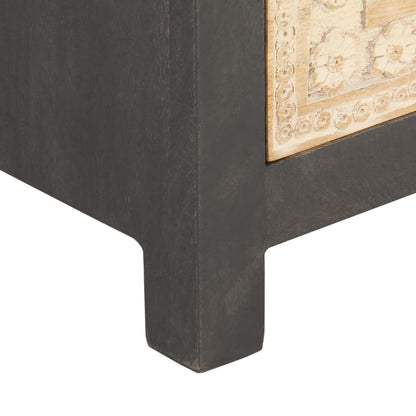 Sideboard Gray and White 29.5"x13.8"x21.7" Solid Mango Wood