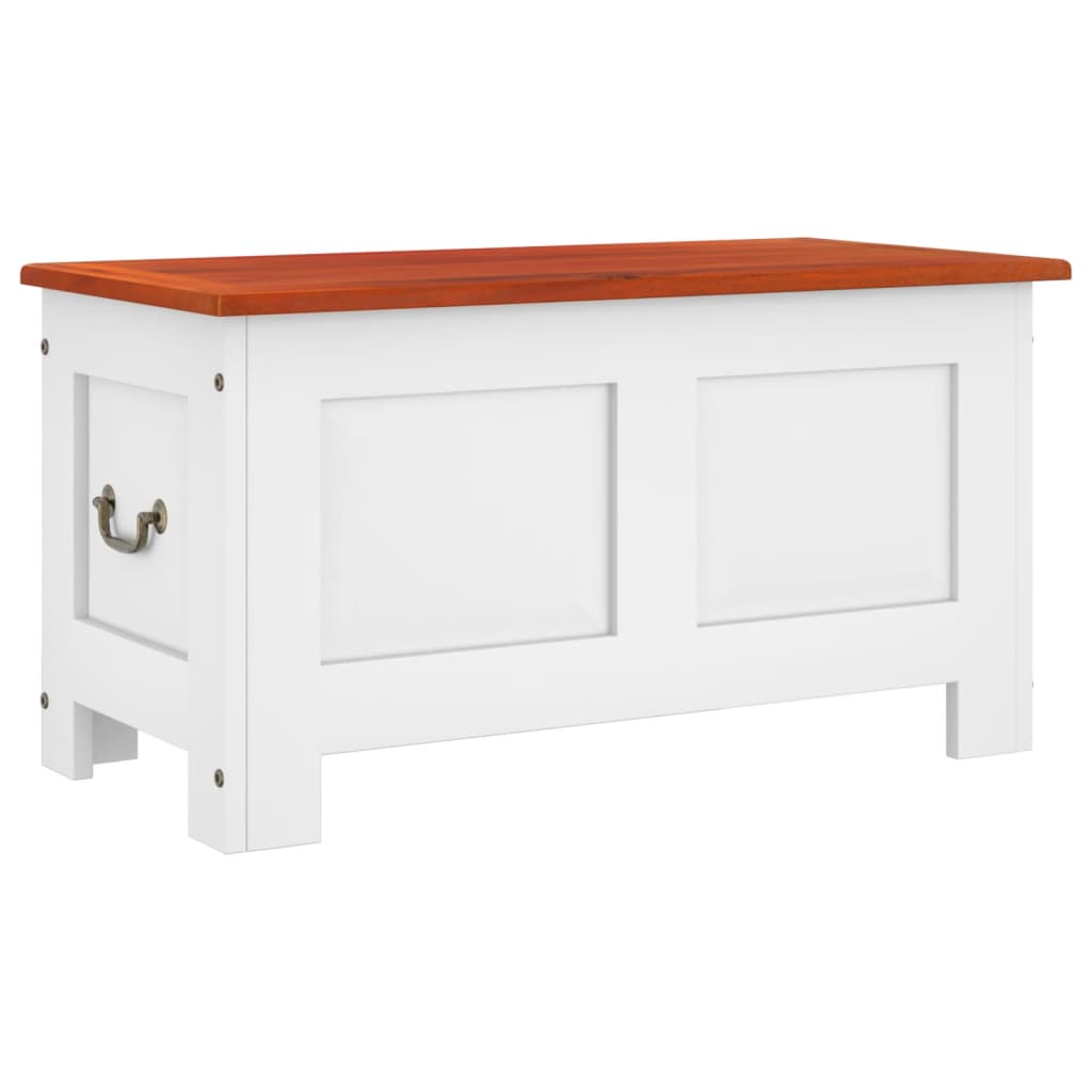 Storage Chest Brown and White Solid Acacia wood, Engineered wood