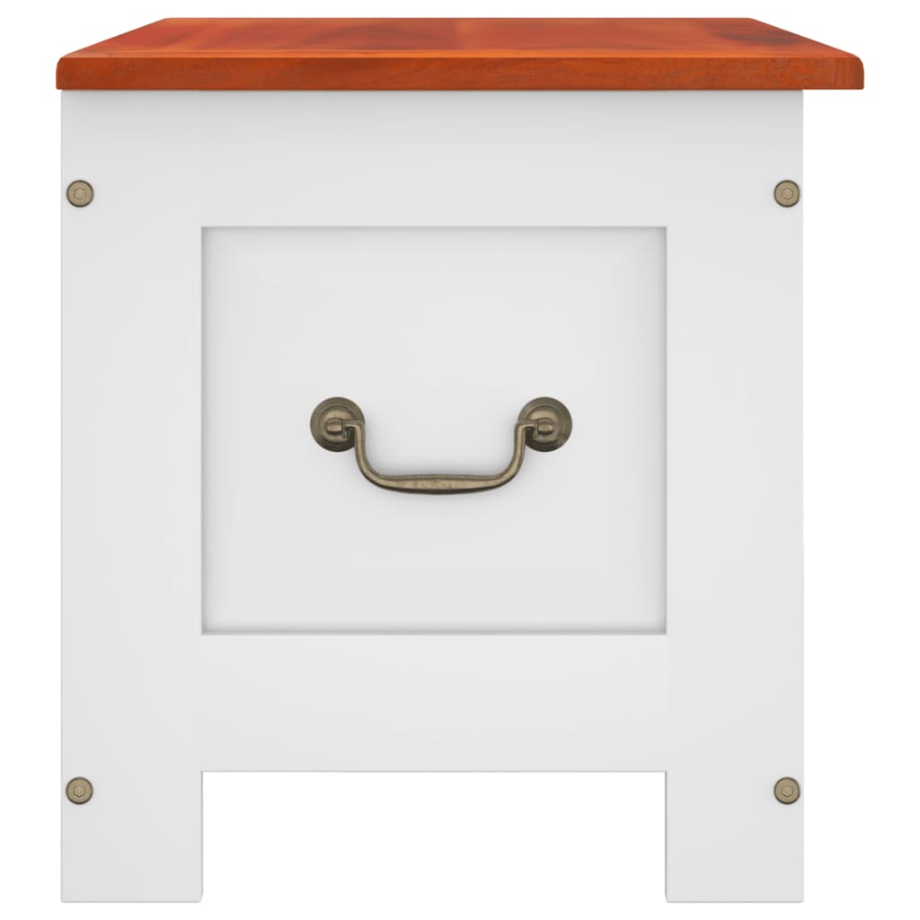 Storage Chest Brown and White Solid Acacia wood, Engineered wood
