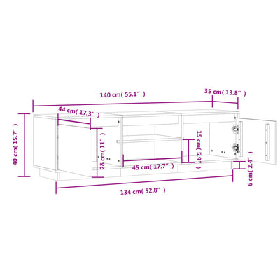 TV Cabinet 140x35x40 cm Solid Wood Pine
