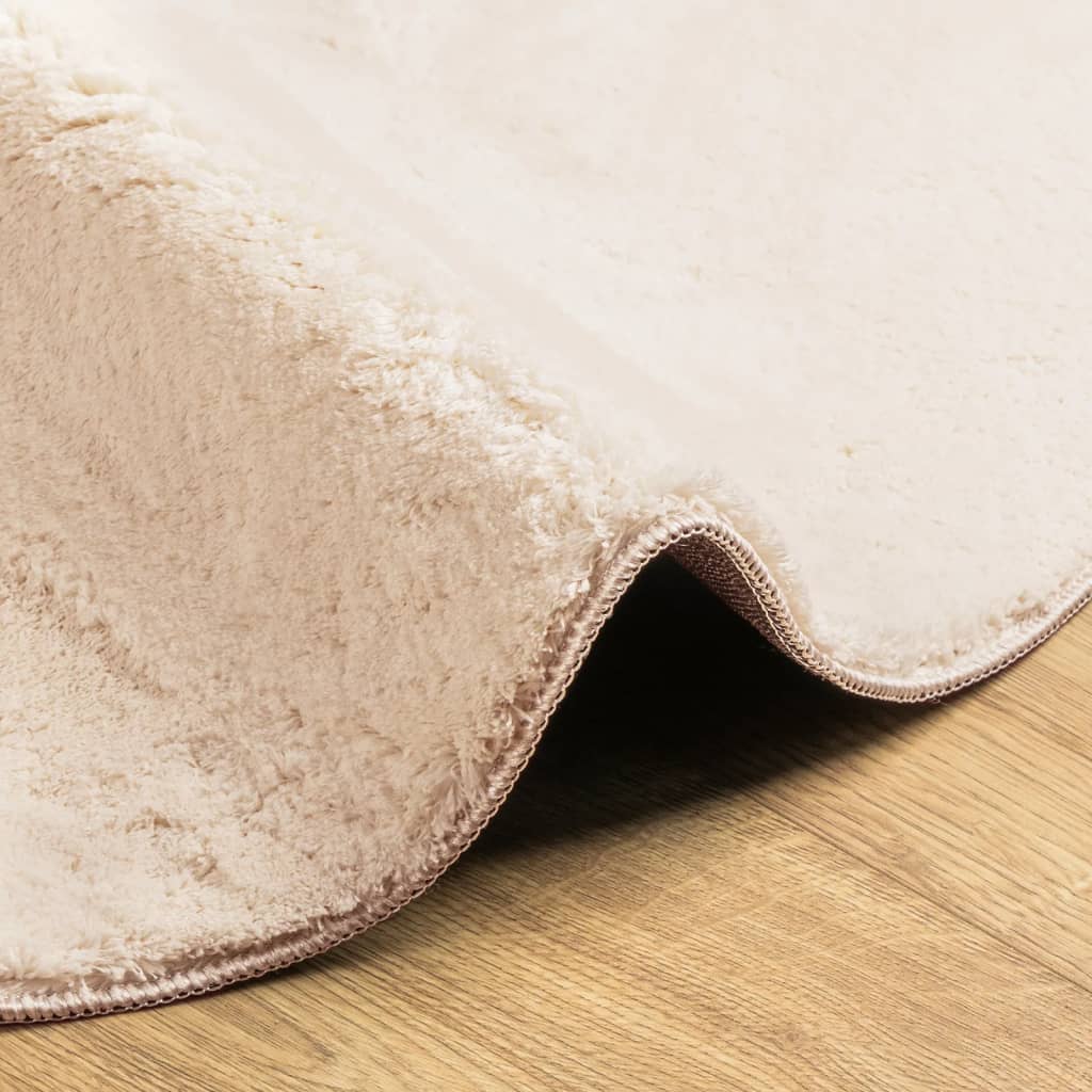 Rug HUARTE Short Pile Soft and Washable Beige Ø 120 cm