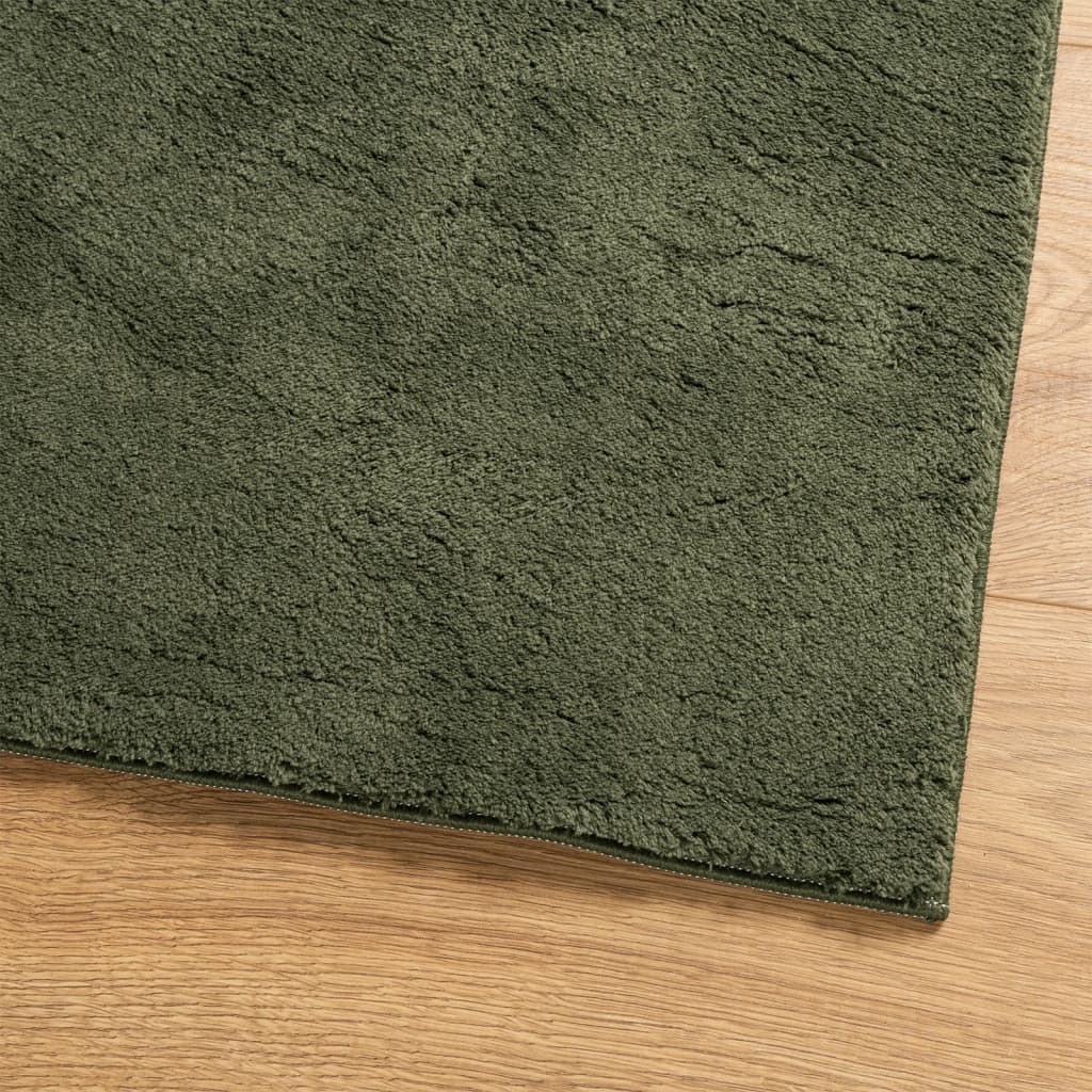 Rug HUARTE Short Pile Soft and Washable Forest Green 60x110 cm