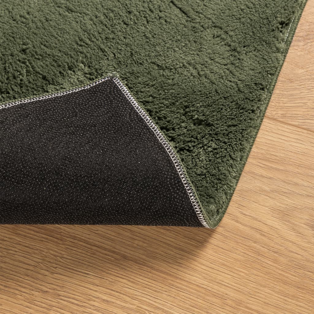 Rug HUARTE Short Pile Soft and Washable Forest Green 80x150 cm