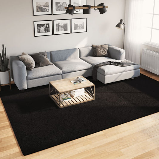 Rug HUARTE Short Pile Soft and Washable Black 240x340 cm