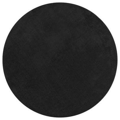 Rug HUARTE Short Pile Soft and Washable Black Ø 80 cm