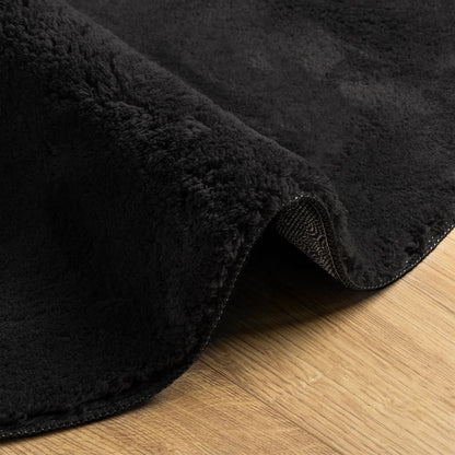 Rug HUARTE Short Pile Soft and Washable Black Ø 100 cm