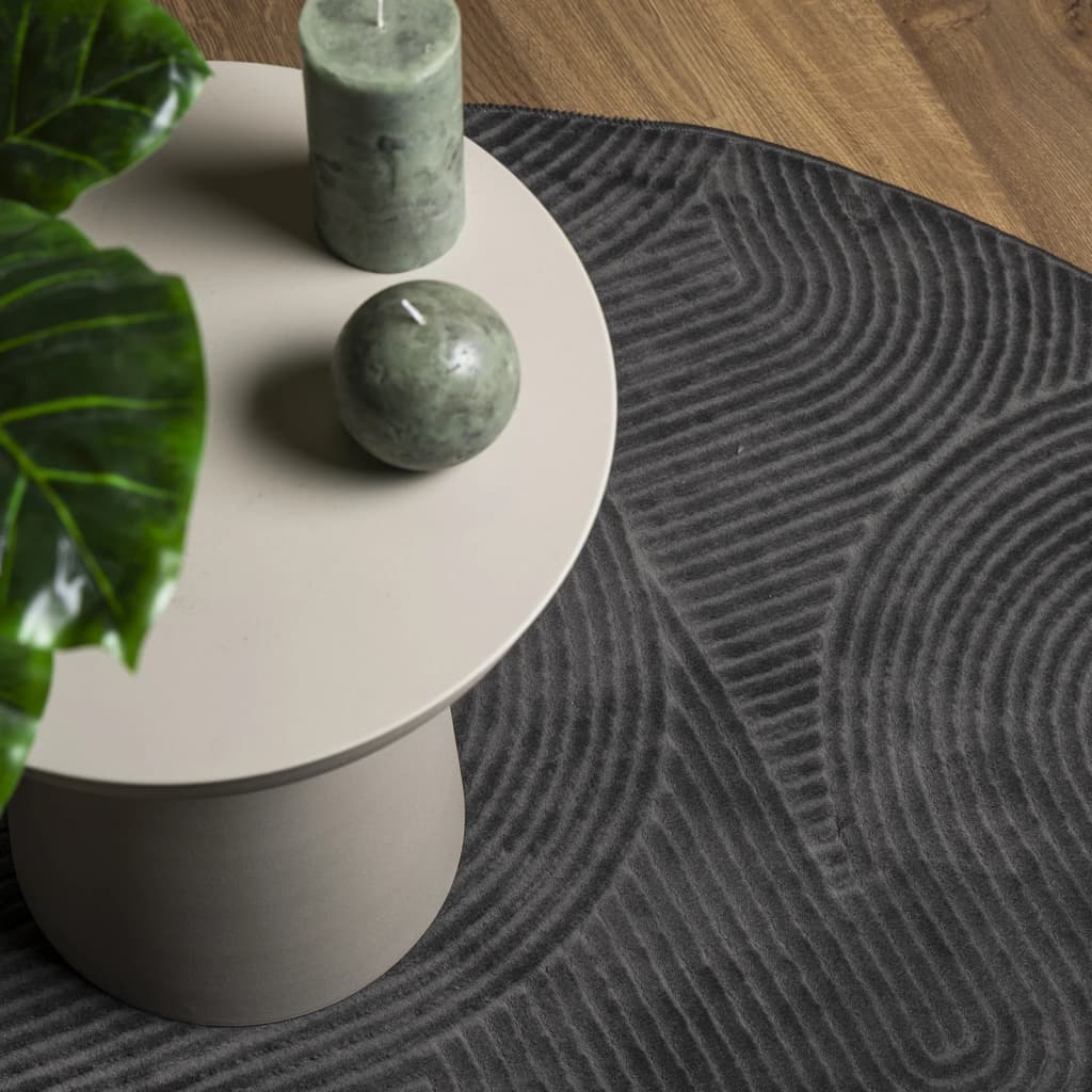 Rug IZA Short Pile Scandinavian Look Anthracite Ø 200 cm