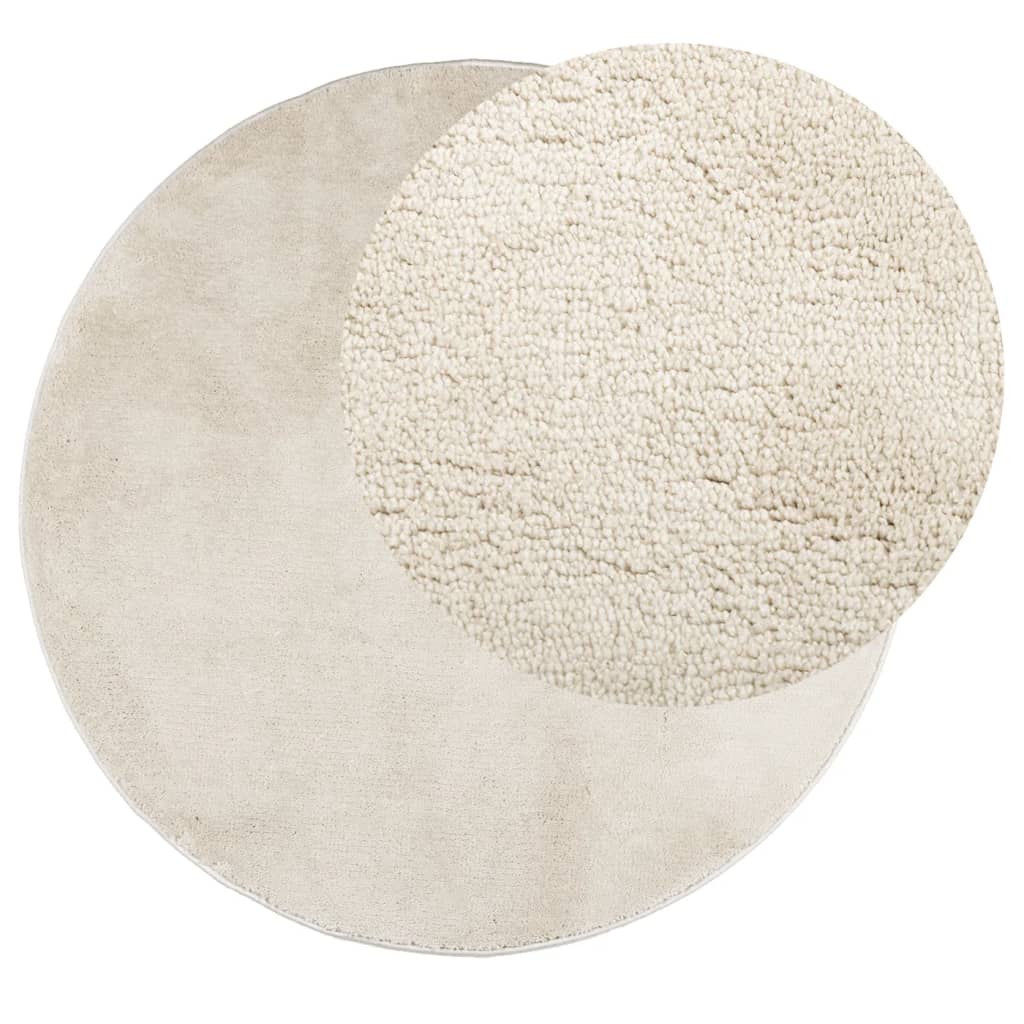 Rug OVIEDO Short Pile Beige Ø 120 cm