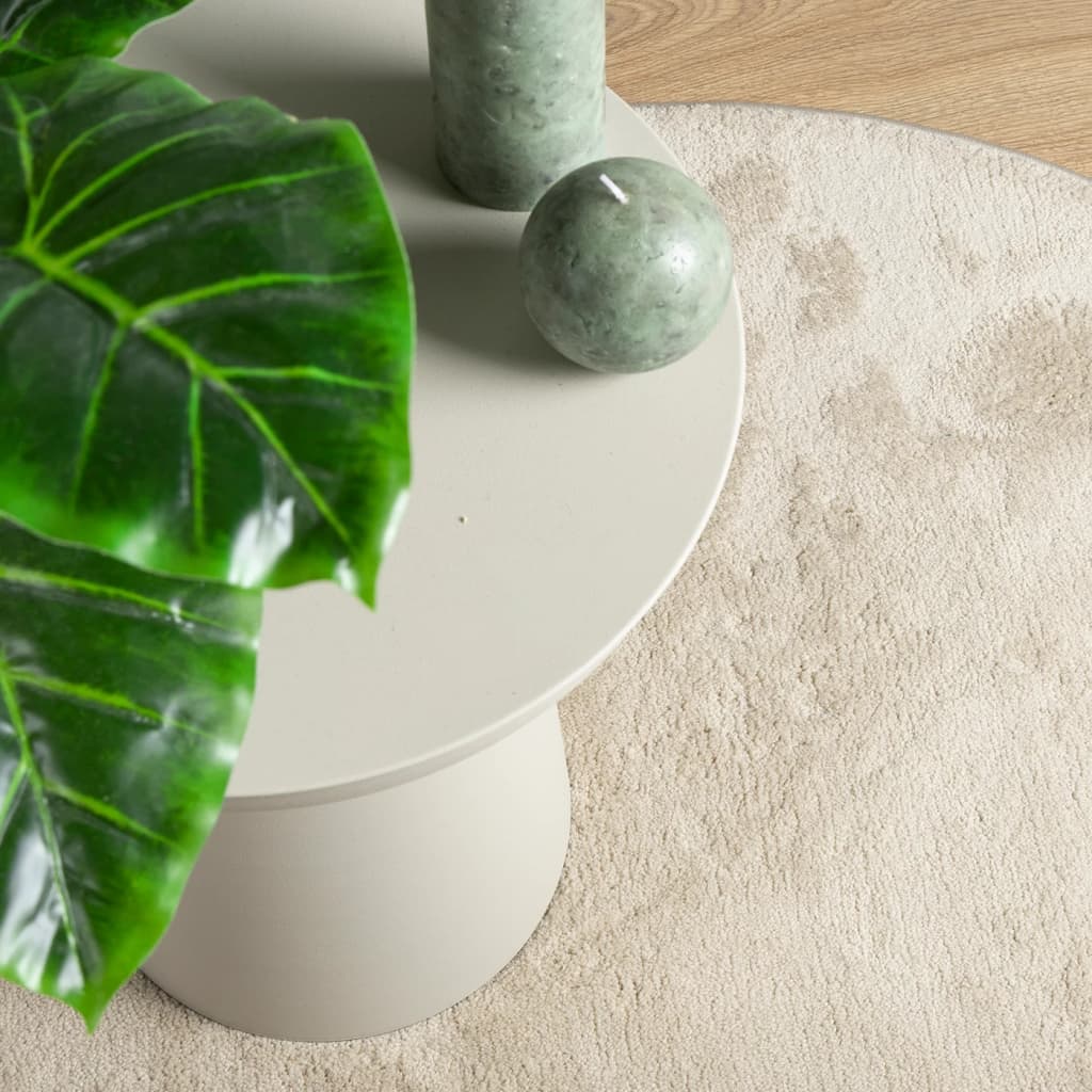 Rug OVIEDO Short Pile Beige Ø 120 cm