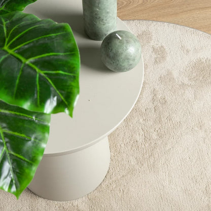 Rug OVIEDO Short Pile Beige Ø 120 cm